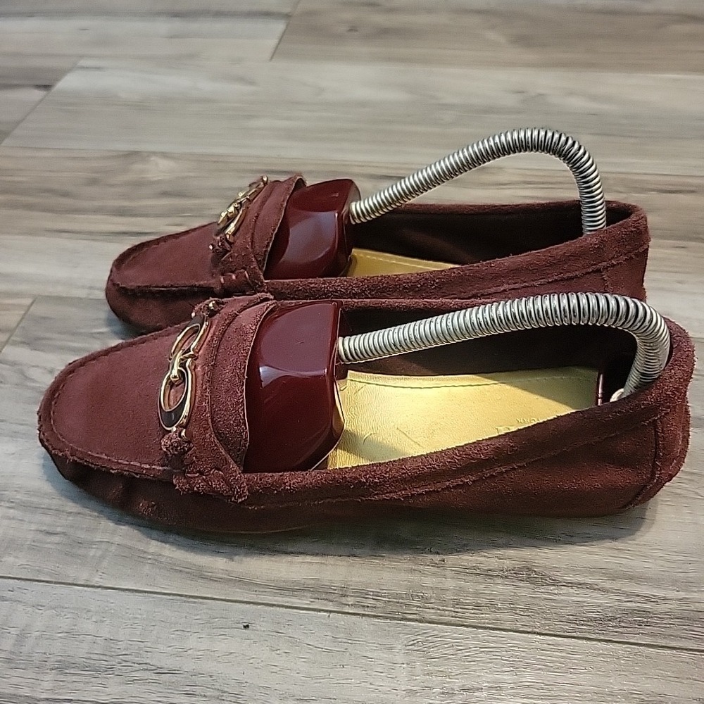 Coach Burgundy Suede Driving Loafers Women's Shoes US Size 7 - Picture 3 of 10
